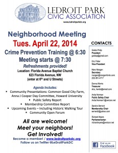 UPDATE: Join us at our next meeting – Tuesday, April 22