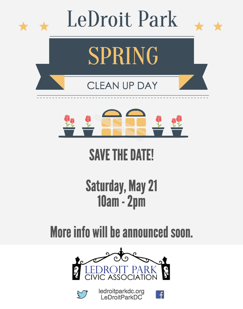 LeDroit Park Spring Clean Up Day – Sat, May 21st 10am-2pm