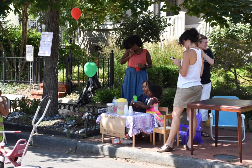 Enterprising residents sell lemonade.