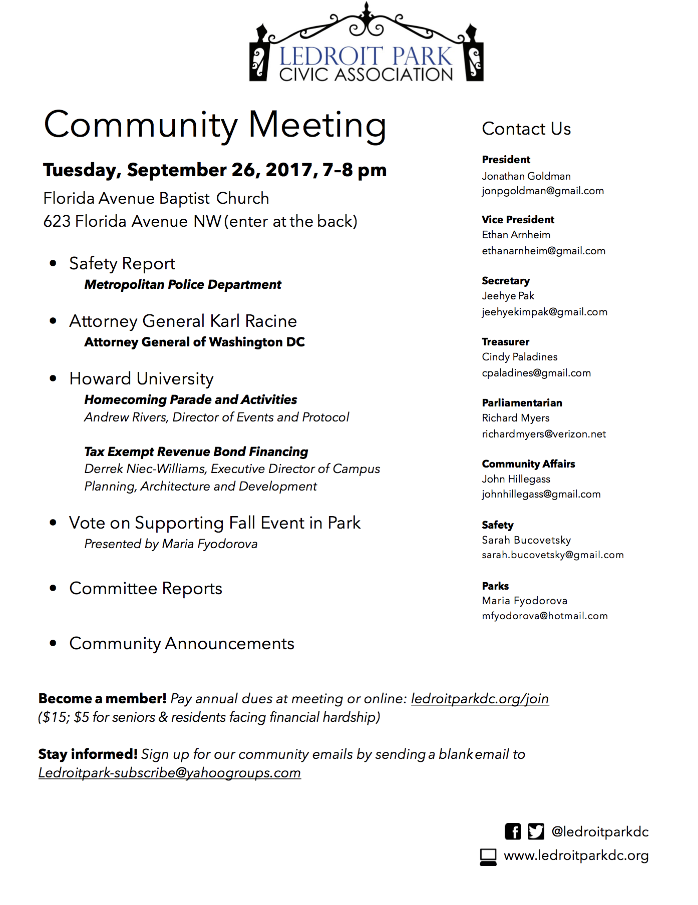 September 2017 Meeting Agenda