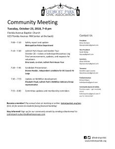 October 23 Community Meeting