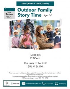 Outdoor Family Story Time (ages 0-5) @ The Park at LeDroit